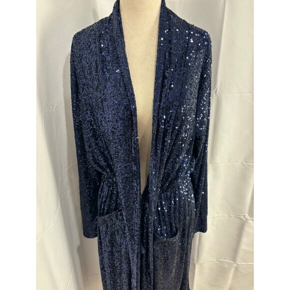 NWT Steve Madden Blue Sequin Showstopper Duster - Size S - Picture 4 of 7